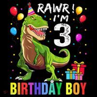 3 Year Old 3rd Birthday T Rex Dinosaur Doggie Tank thumb 4