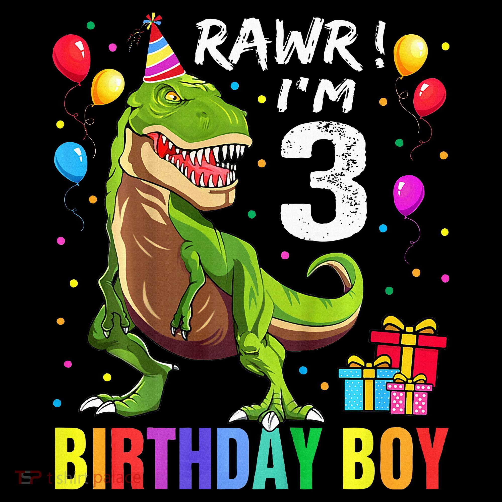 3 Year Old 3rd Birthday T Rex Dinosaur Doggie Tank