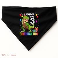 3 Year Old 3rd Birthday T Rex Dinosaur USA-Made Doggie Bandana thumb 0