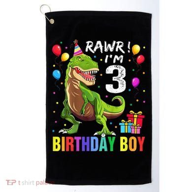 3 Year Old 3rd Birthday T Rex Dinosaur Golf Towel