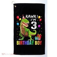 3 Year Old 3rd Birthday T Rex Dinosaur Golf Towel thumb 0