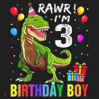 3 Year Old 3rd Birthday T Rex Dinosaur Golf Towel thumb 3