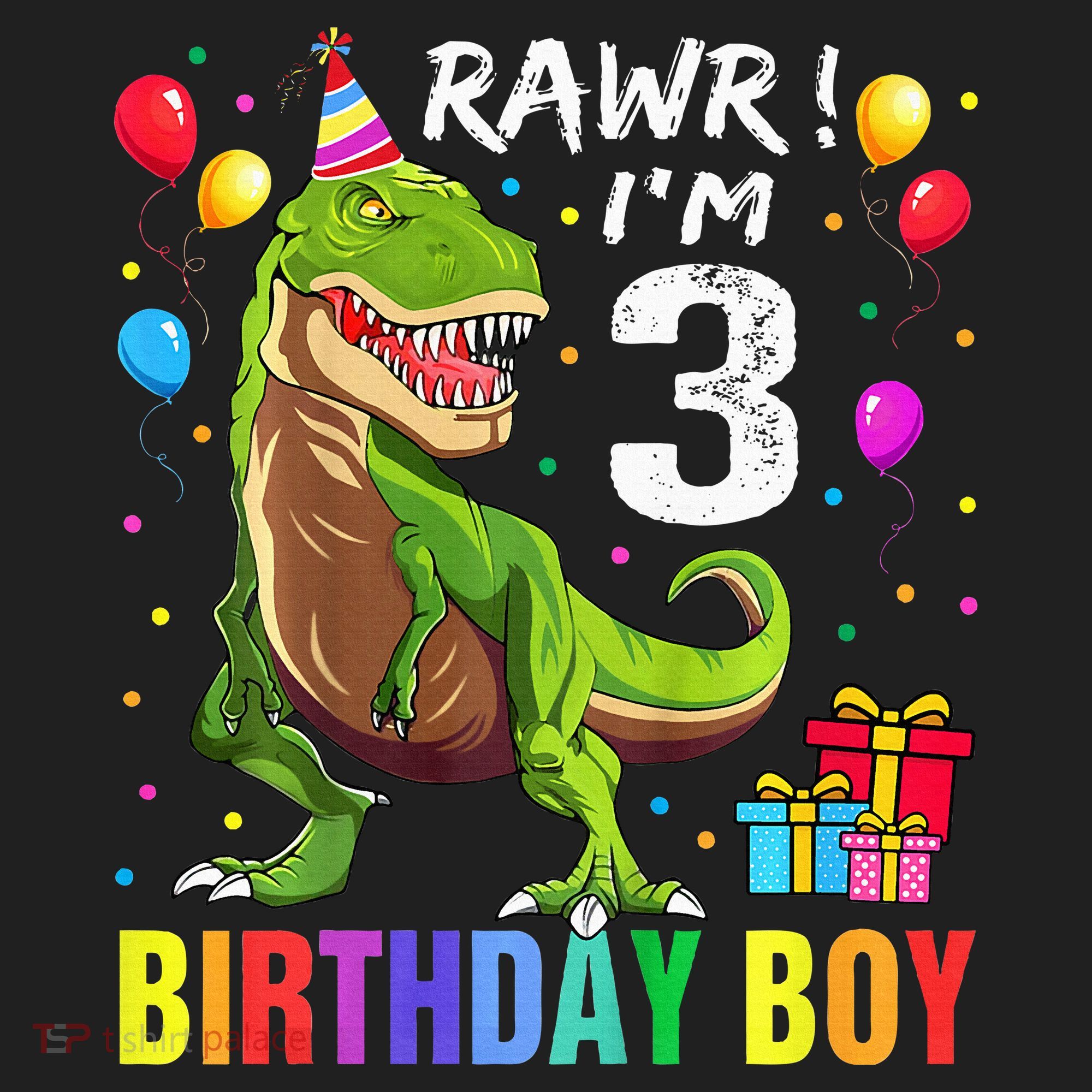 3 Year Old 3rd Birthday T Rex Dinosaur Golf Towel