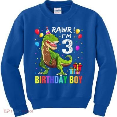3 Year Old 3rd Birthday T Rex Dinosaur Kids Sweatshirt
