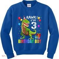 3 Year Old 3rd Birthday T Rex Dinosaur Kids Sweatshirt thumb 0