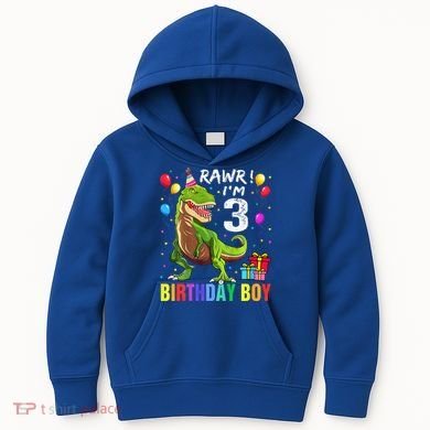 3 Year Old 3rd Birthday T Rex Dinosaur Kids Hoodie