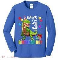 3 Year Old 3rd Birthday T Rex Dinosaur Kids Long Sleeve Shirt thumb 0