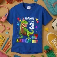 3 Year Old 3rd Birthday T Rex Dinosaur Kids T-Shirt thumb 3