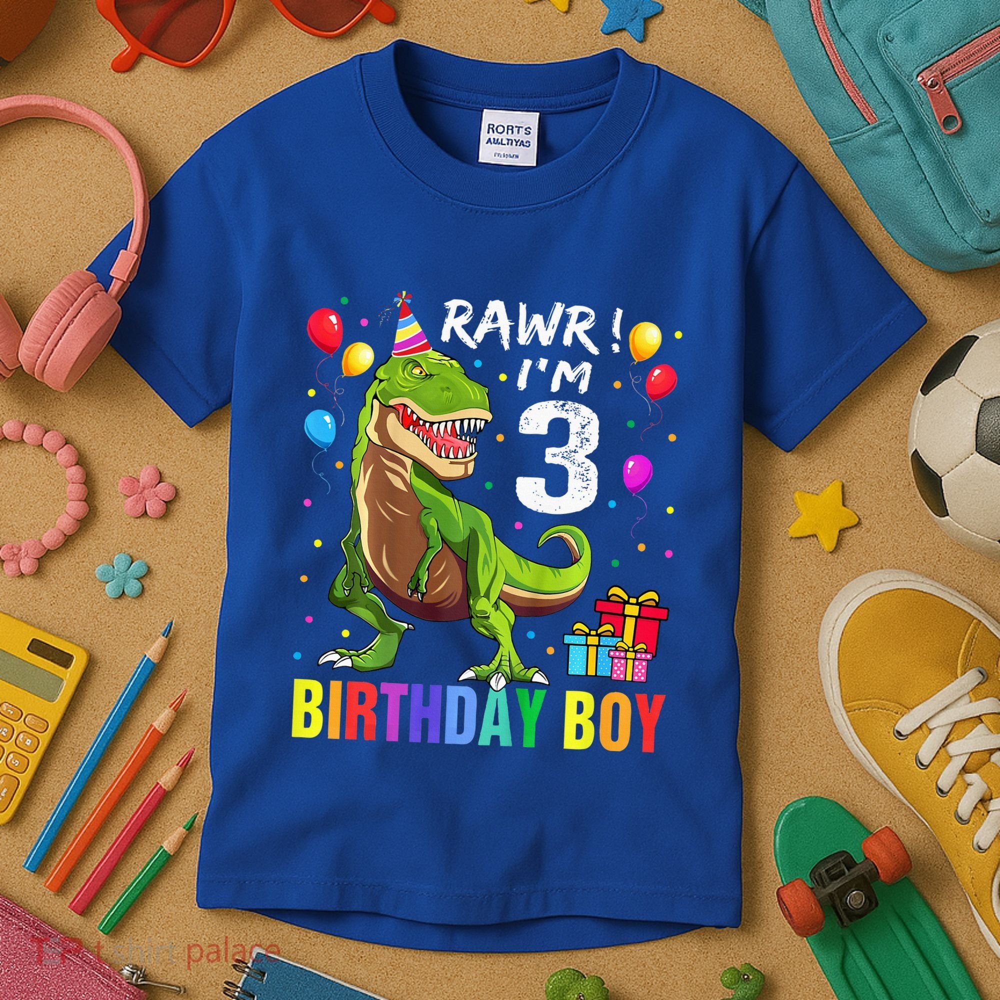 3 Year Old 3rd Birthday T Rex Dinosaur Kids T-Shirt