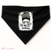 30 Years Old Messy Bun Leopard Its My 30th Birthday USA-Made Doggie Bandana thumb 0