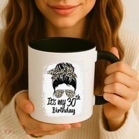 30 Years Old Messy Bun Leopard Its My 30th Birthday Coffee Mug thumb 3