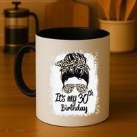30 Years Old Messy Bun Leopard Its My 30th Birthday Coffee Mug thumb 4