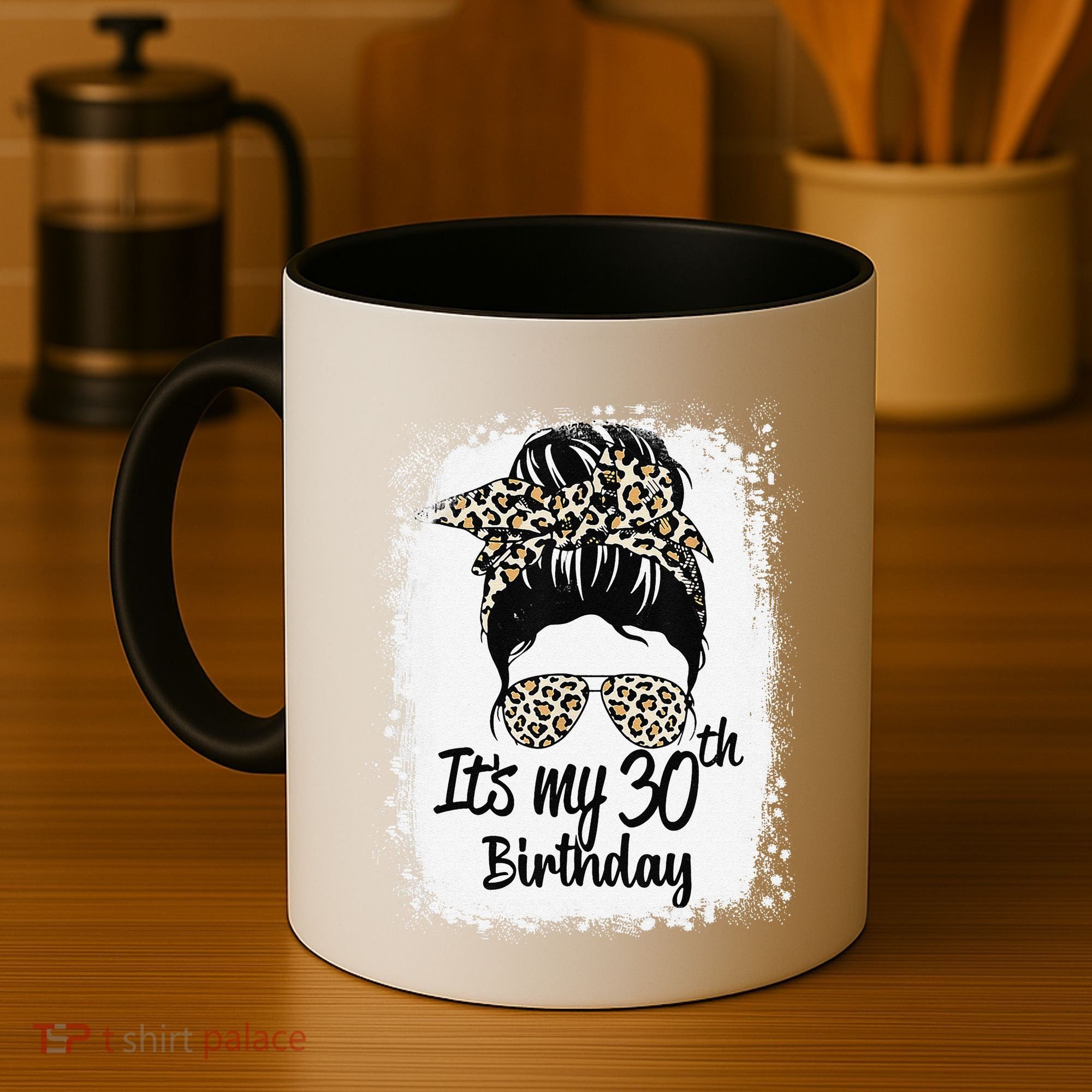 30 Years Old Messy Bun Leopard Its My 30th Birthday Coffee Mug