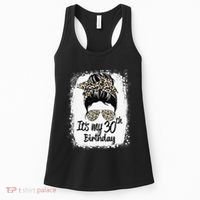 30 Years Old Messy Bun Leopard Its My 30th Birthday Women's Tank Top thumb 0