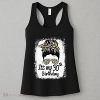 30 Years Old Messy Bun Leopard Its My 30th Birthday Women's Tank Top thumb 3