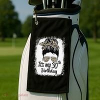 30 Years Old Messy Bun Leopard Its My 30th Birthday Golf Towel thumb 2