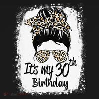 30 Years Old Messy Bun Leopard Its My 30th Birthday Women's Long Sleeve Shirt thumb 2