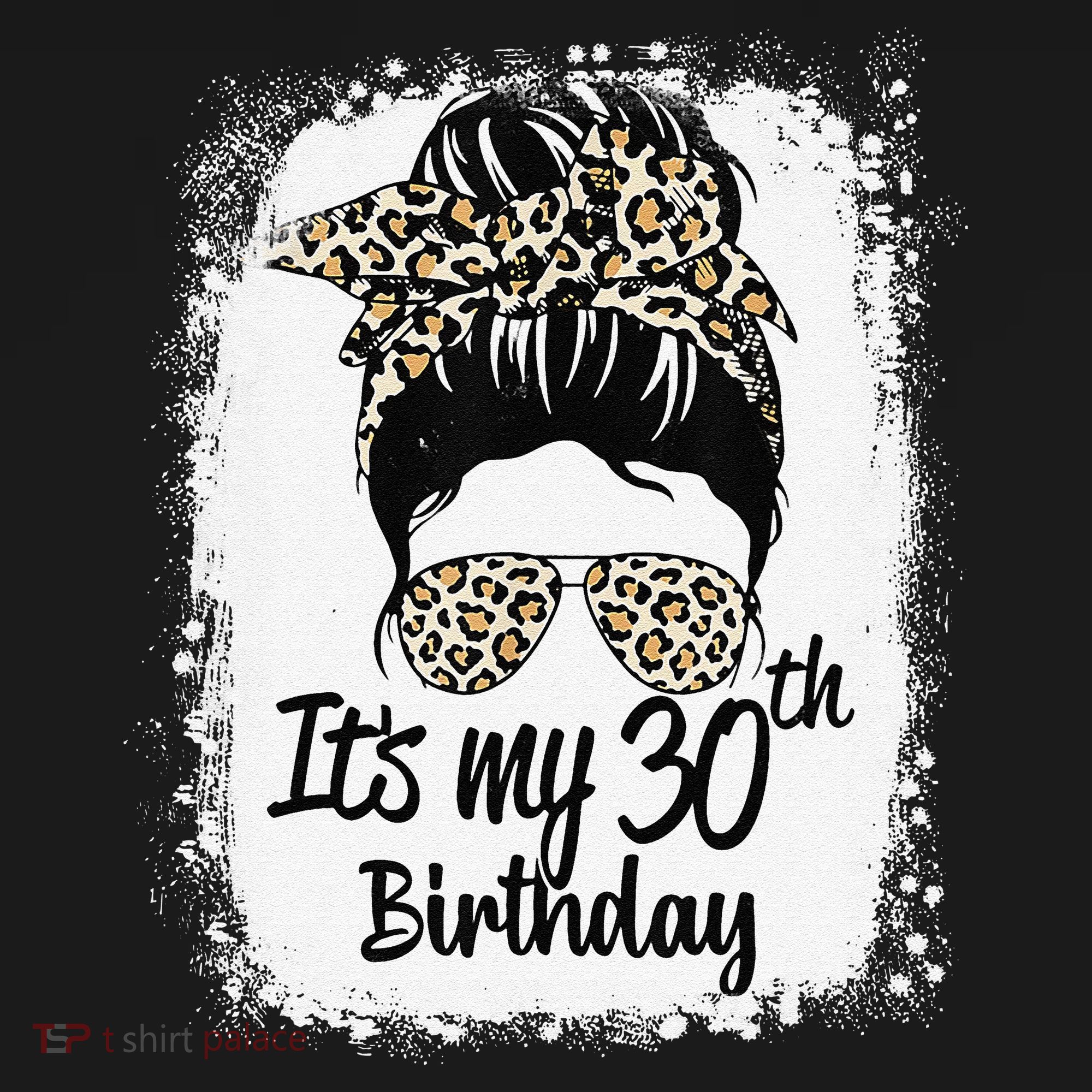 30 Years Old Messy Bun Leopard Its My 30th Birthday Women's Long Sleeve Shirt