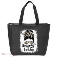 30 Years Old Messy Bun Leopard Its My 30th Birthday Tote Bag thumb 0