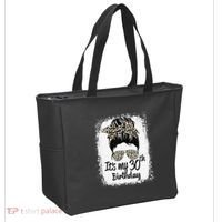 30 Years Old Messy Bun Leopard Its My 30th Birthday Tote Bag thumb 2
