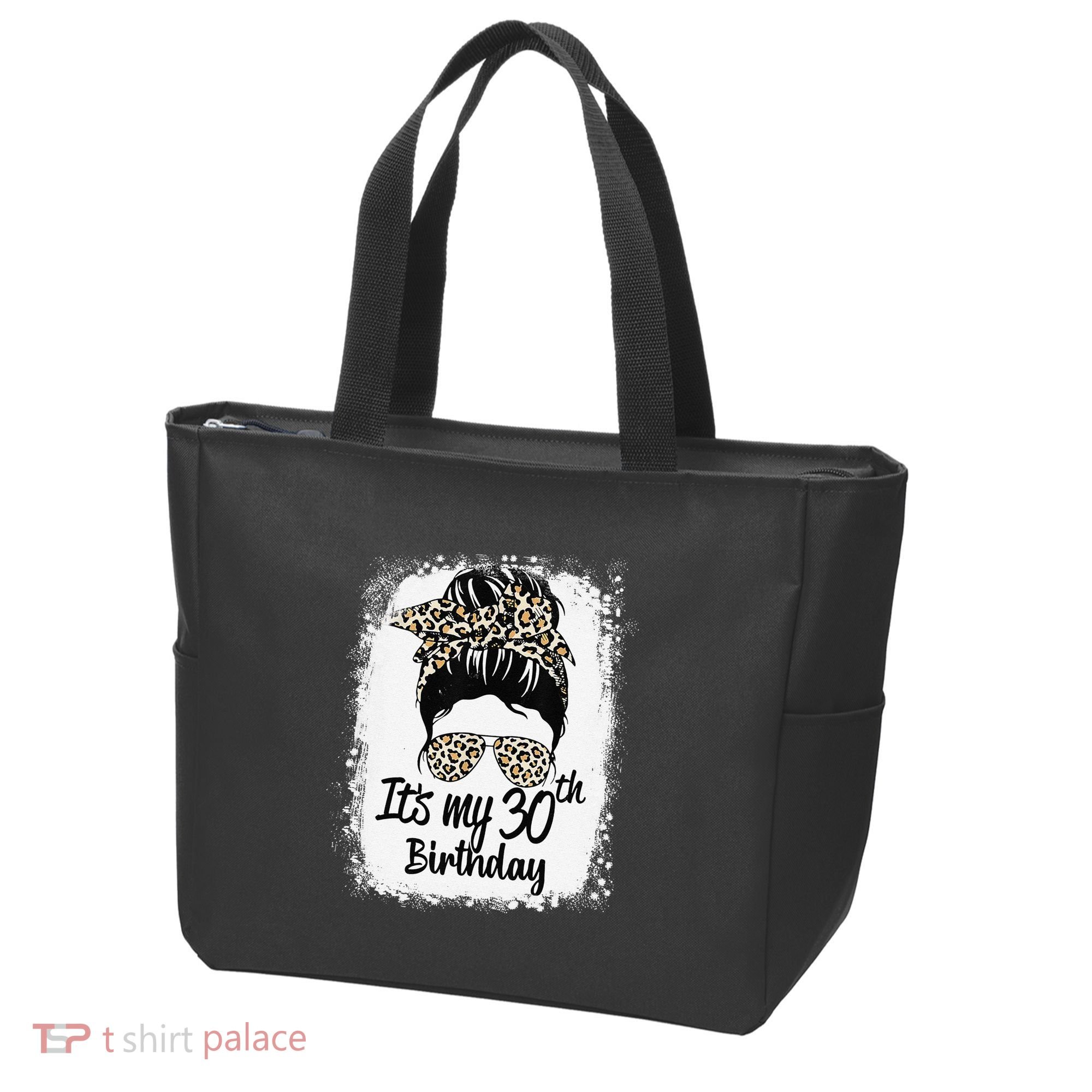 30 Years Old Messy Bun Leopard Its My 30th Birthday Tote Bag