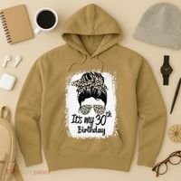30 Years Old Messy Bun Leopard Its My 30th Birthday Hoodie thumb 3