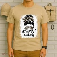 30 Years Old Messy Bun Leopard Its My 30th Birthday T-Shirt thumb 6