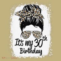30 Years Old Messy Bun Leopard Its My 30th Birthday Polo thumb 2