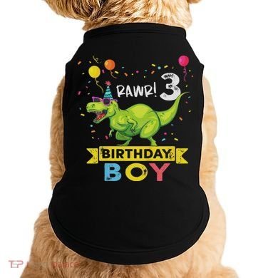 3 Year Old 3rd Birthday Boy T Rex Dinosaur Doggie Tank