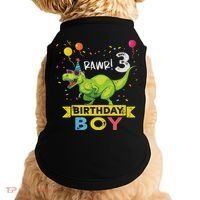 3 Year Old 3rd Birthday Boy T Rex Dinosaur Doggie Tank thumb 0