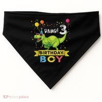 3 Year Old 3rd Birthday Boy T Rex Dinosaur USA-Made Doggie Bandana thumb 0
