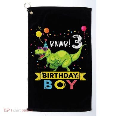 3 Year Old 3rd Birthday Boy T Rex Dinosaur Golf Towel