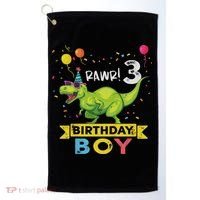 3 Year Old 3rd Birthday Boy T Rex Dinosaur Golf Towel thumb 0