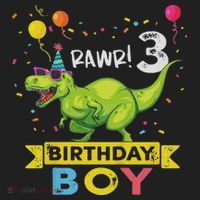 3 Year Old 3rd Birthday Boy T Rex Dinosaur Golf Towel thumb 3