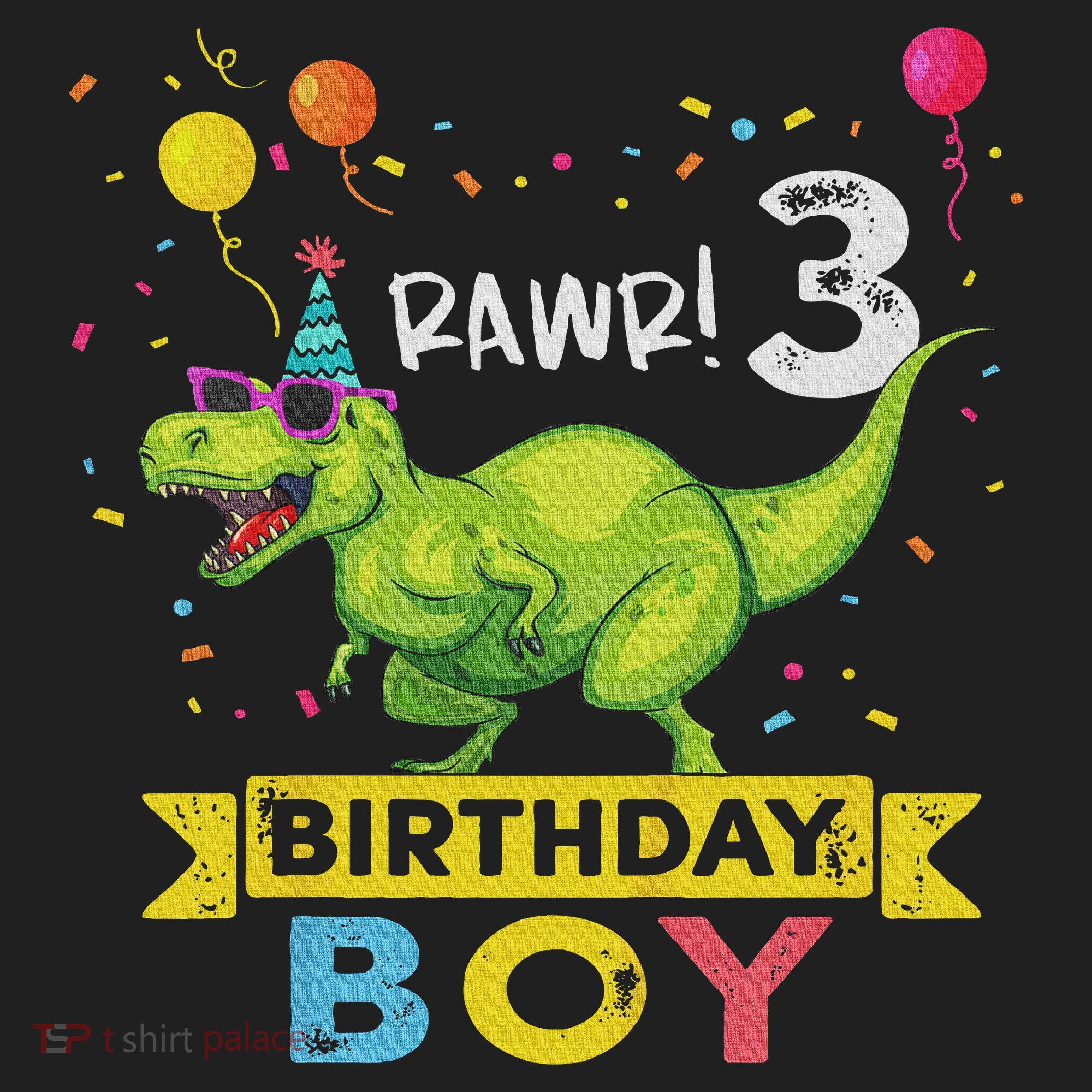 3 Year Old 3rd Birthday Boy T Rex Dinosaur Golf Towel
