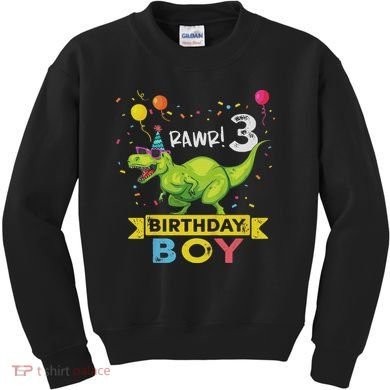 3 Year Old 3rd Birthday Boy T Rex Dinosaur Kids Sweatshirt