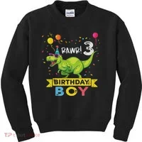 3 Year Old 3rd Birthday Boy T Rex Dinosaur Kids Sweatshirt thumb 0