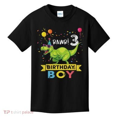 3 Year Old 3rd Birthday Boy T Rex Dinosaur Kids T-Shirt