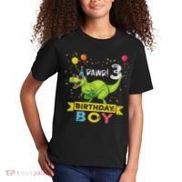 3 Year Old 3rd Birthday Boy T Rex Dinosaur Kids T-Shirt thumb 2