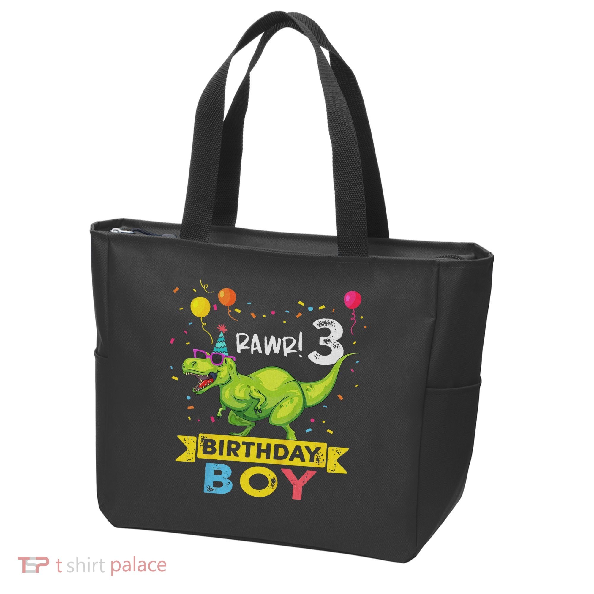 3 Year Old 3rd Birthday Boy T Rex Dinosaur Tote Bag