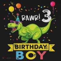 3 Year Old 3rd Birthday Boy T Rex Dinosaur Tote Bag thumb 4