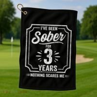 3 Years Sober Sobriety Anniversary Sober Anniversary Golf Towel thumb 1
