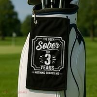 3 Years Sober Sobriety Anniversary Sober Anniversary Golf Towel thumb 2