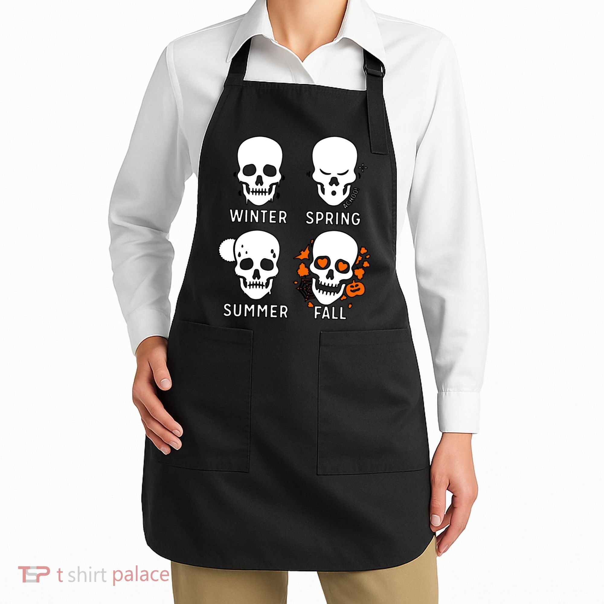 4 Seasons Skeleton Winter Summer Fall Spring Apron