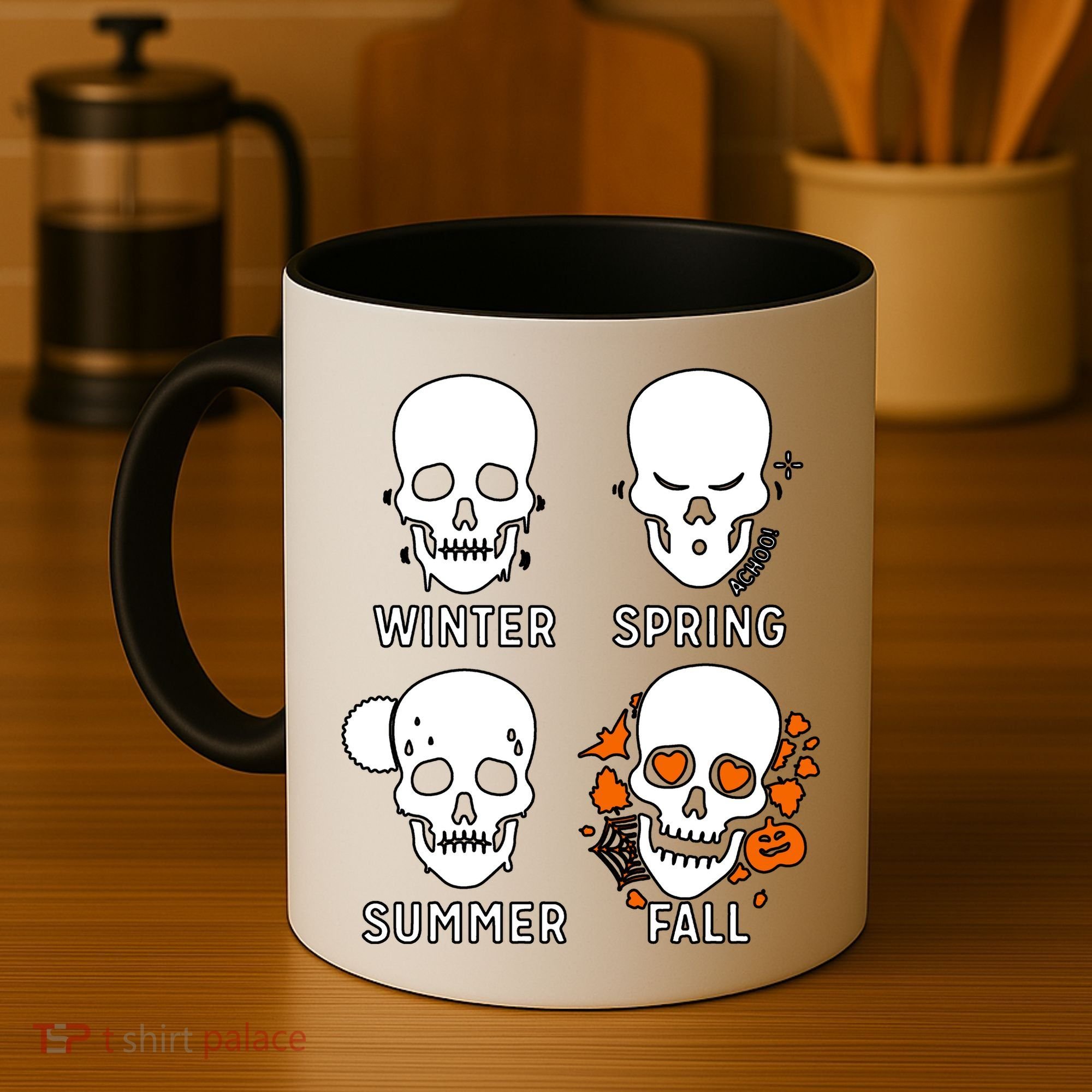 4 Seasons Skeleton Winter Summer Fall Spring Coffee Mug