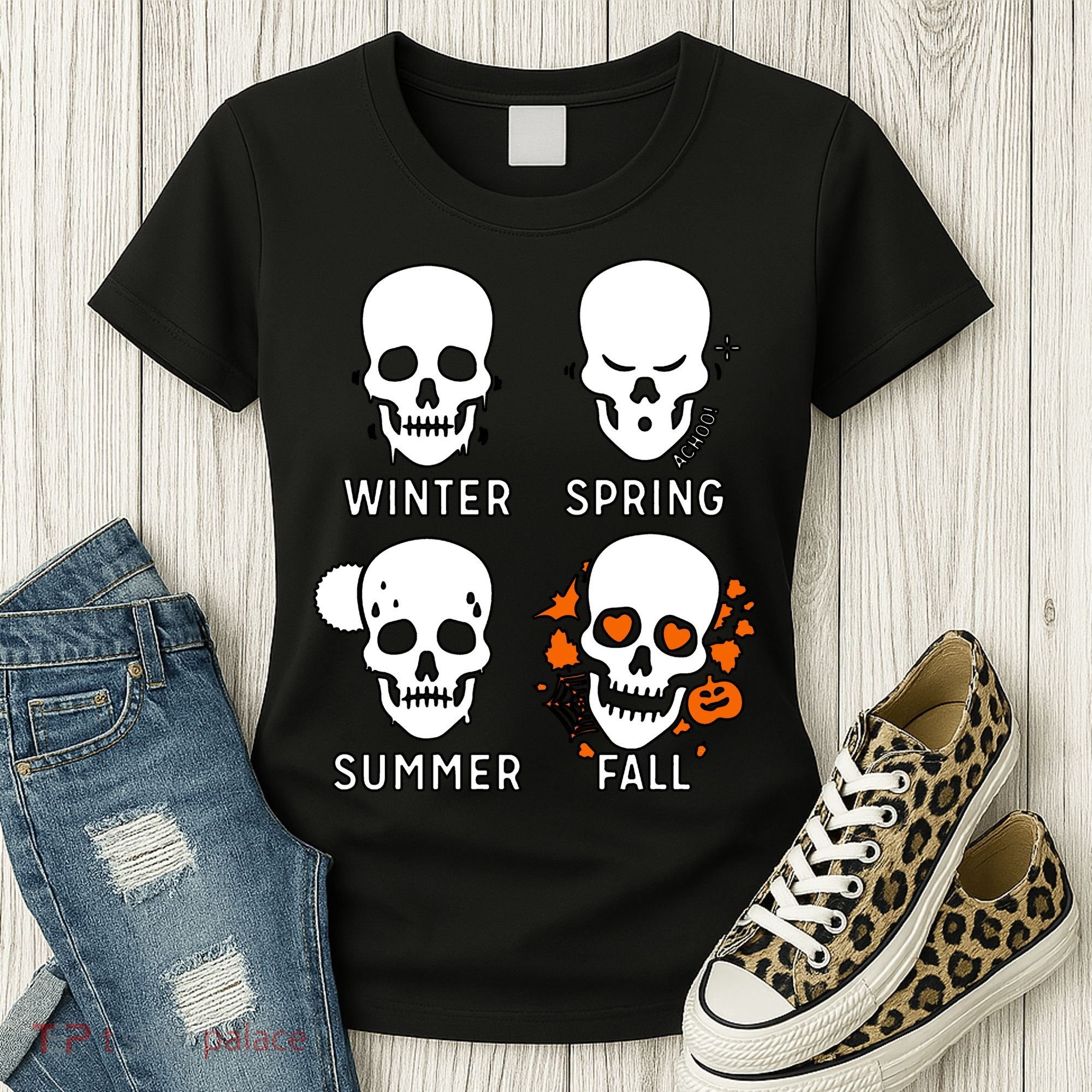 4 Seasons Skeleton Winter Summer Fall Spring Women's T-Shirt