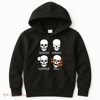 4 Seasons Skeleton Winter Summer Fall Spring Kids Hoodie