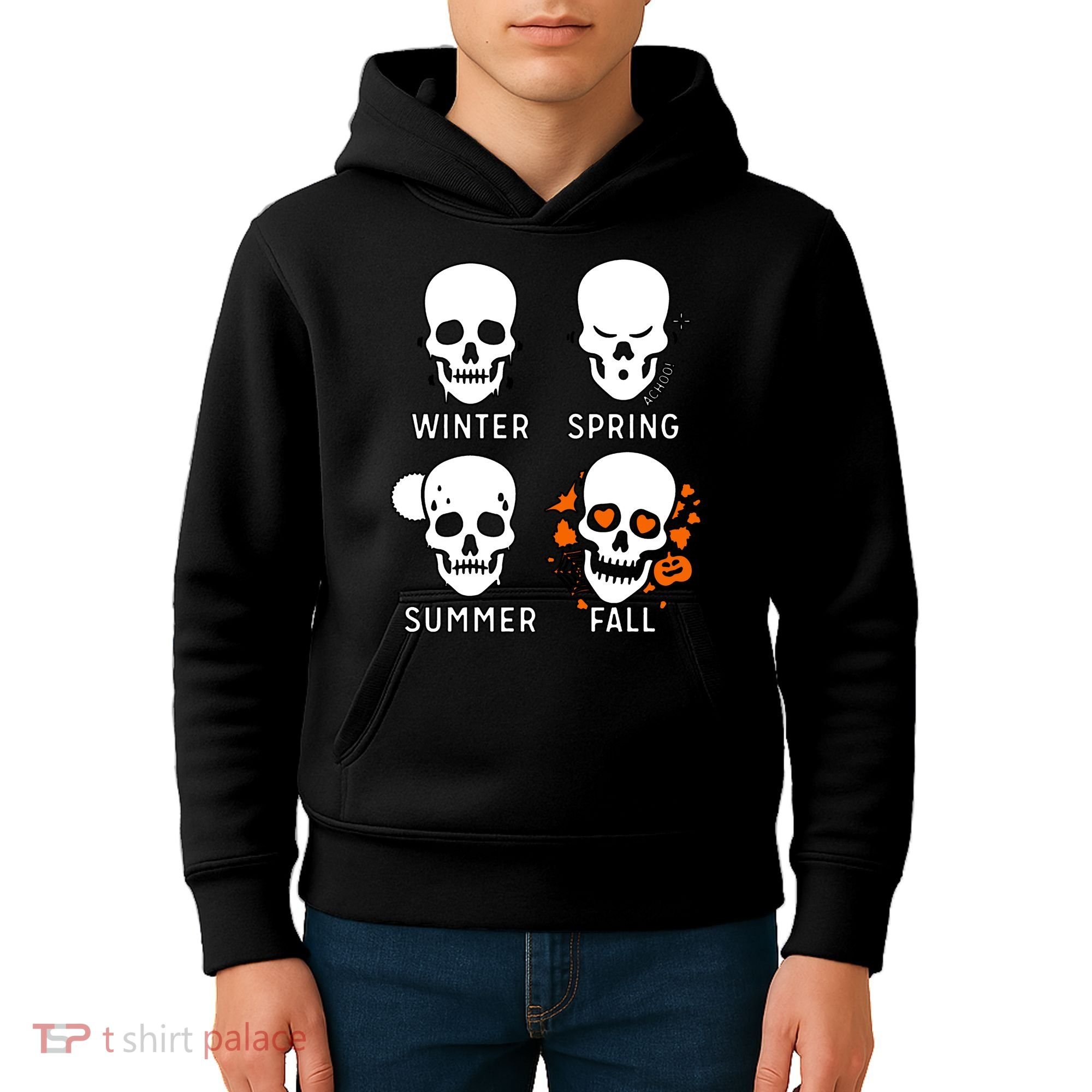 4 Seasons Skeleton Winter Summer Fall Spring Kids Hoodie