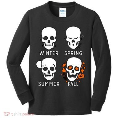4 Seasons Skeleton Winter Summer Fall Spring Kids Long Sleeve Shirt