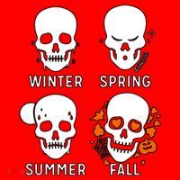 4 Seasons Skeleton Winter Summer Fall Spring Santa Hat thumb 1